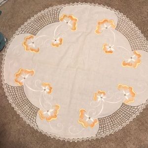 Large round embroidered table cloth
